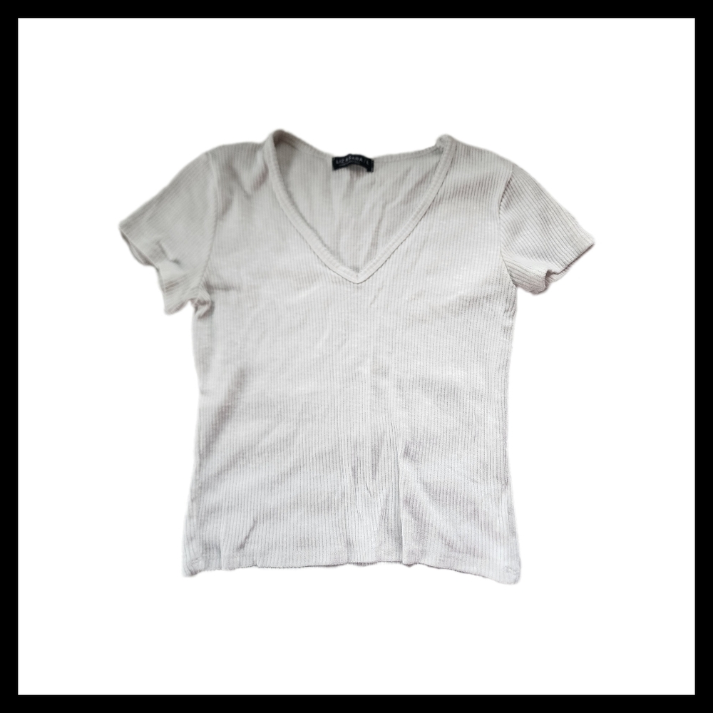🎈5/$10🎈 Women's White V-Neck Ribbed Top